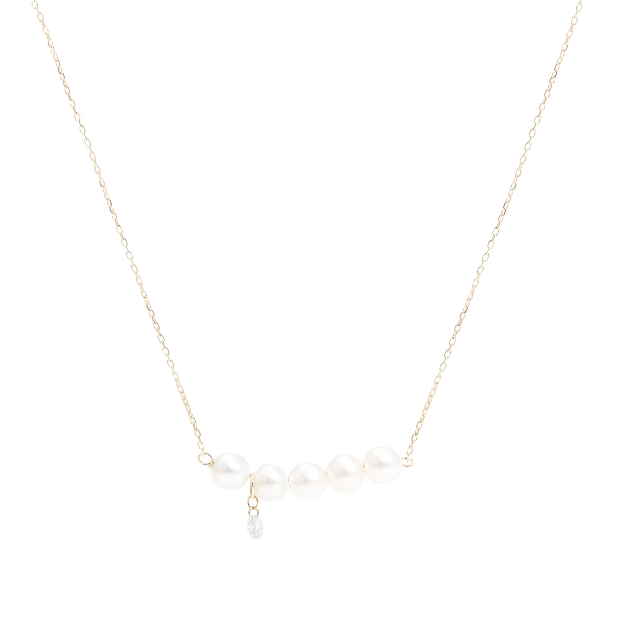 Collier Aphrodite orné de perles & serti d'un diamant - Or Jaune