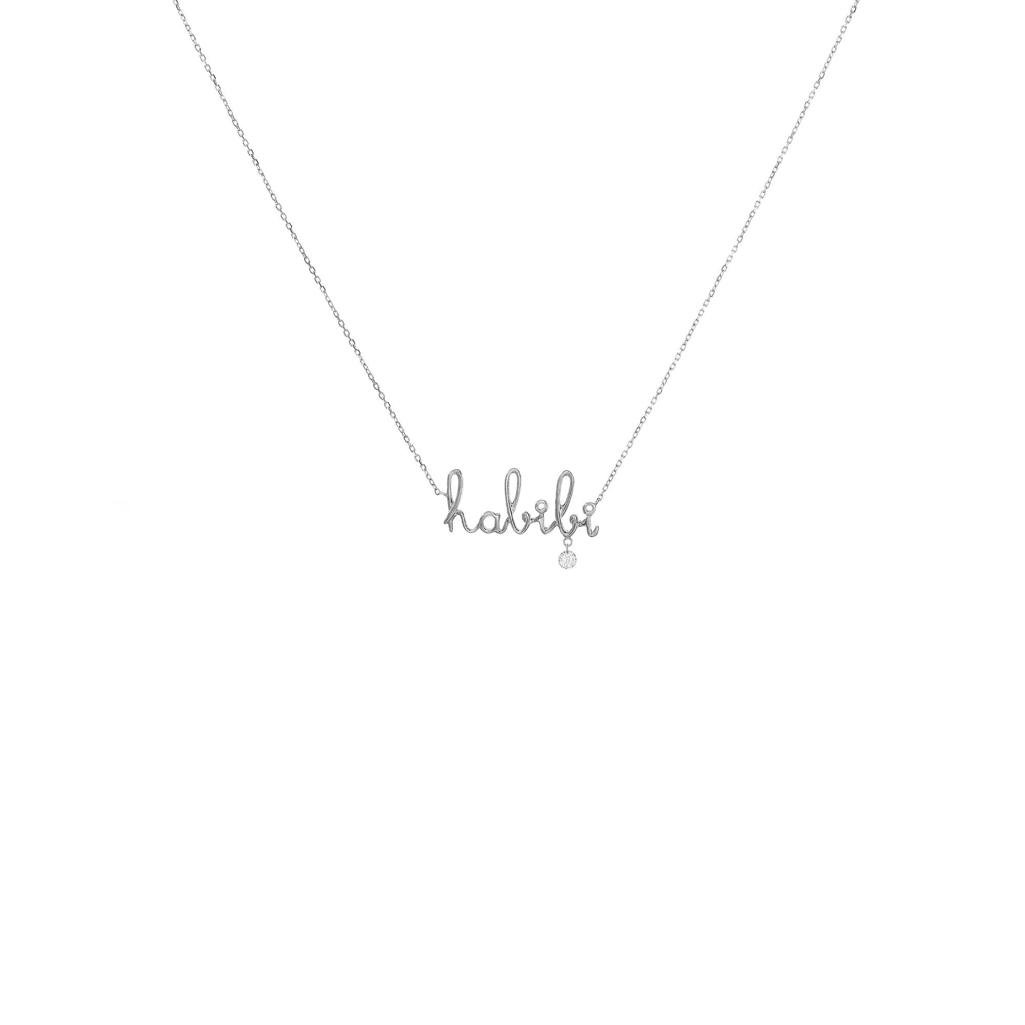 1qty NEW / Collier Habibi diamant -Blanc