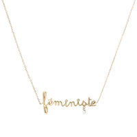 Collier Around The World Féministe serti d'un diamant - Or Jaune