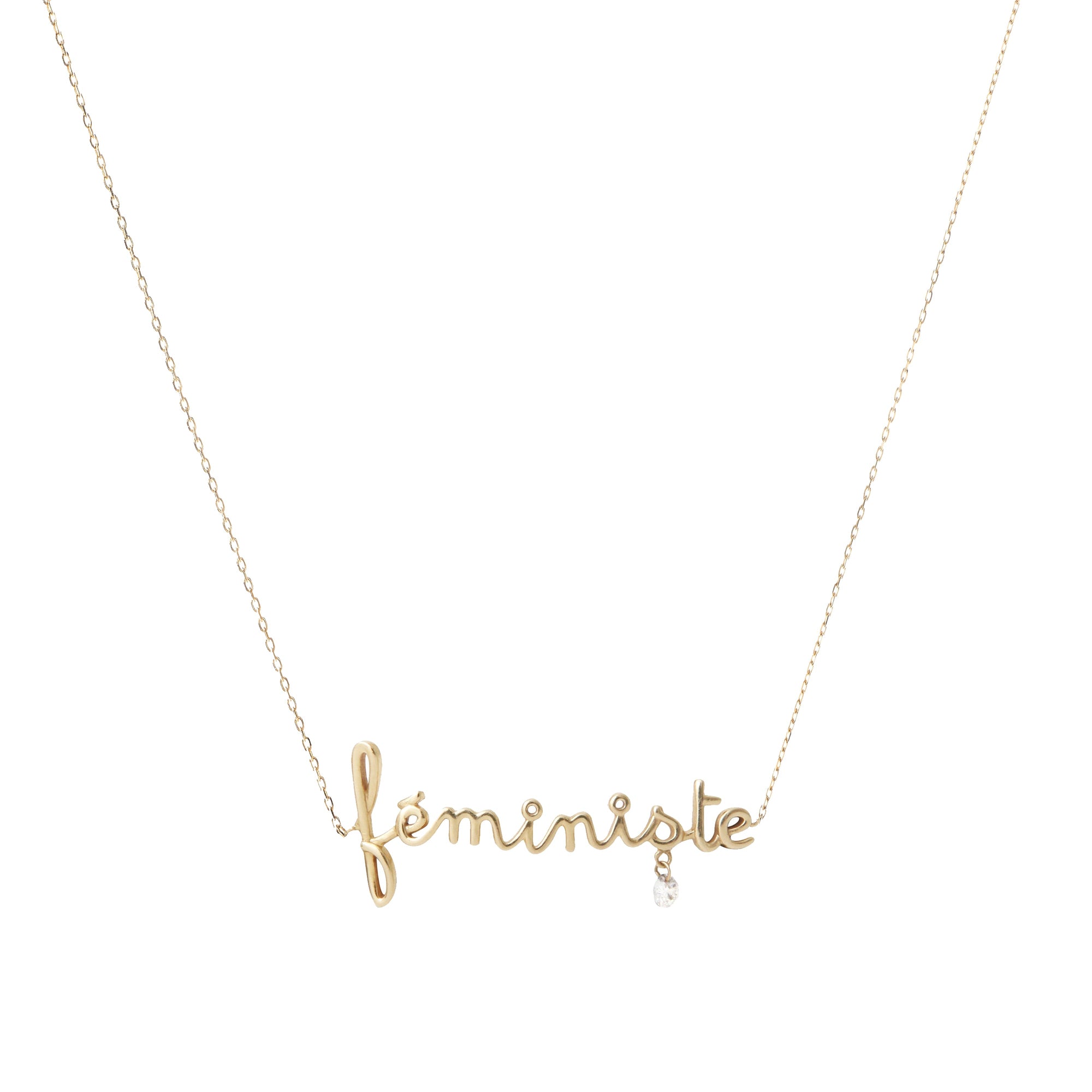 6qty RELIQUAT 350€/ QTY IN : 8-QTY OUT : 3- ST : 38% // Collier Feministe diamant -Jaune