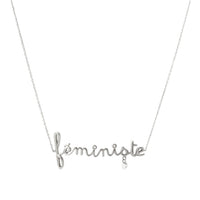 Collier Around The World Féministe serti d'un diamant - Or Blanc