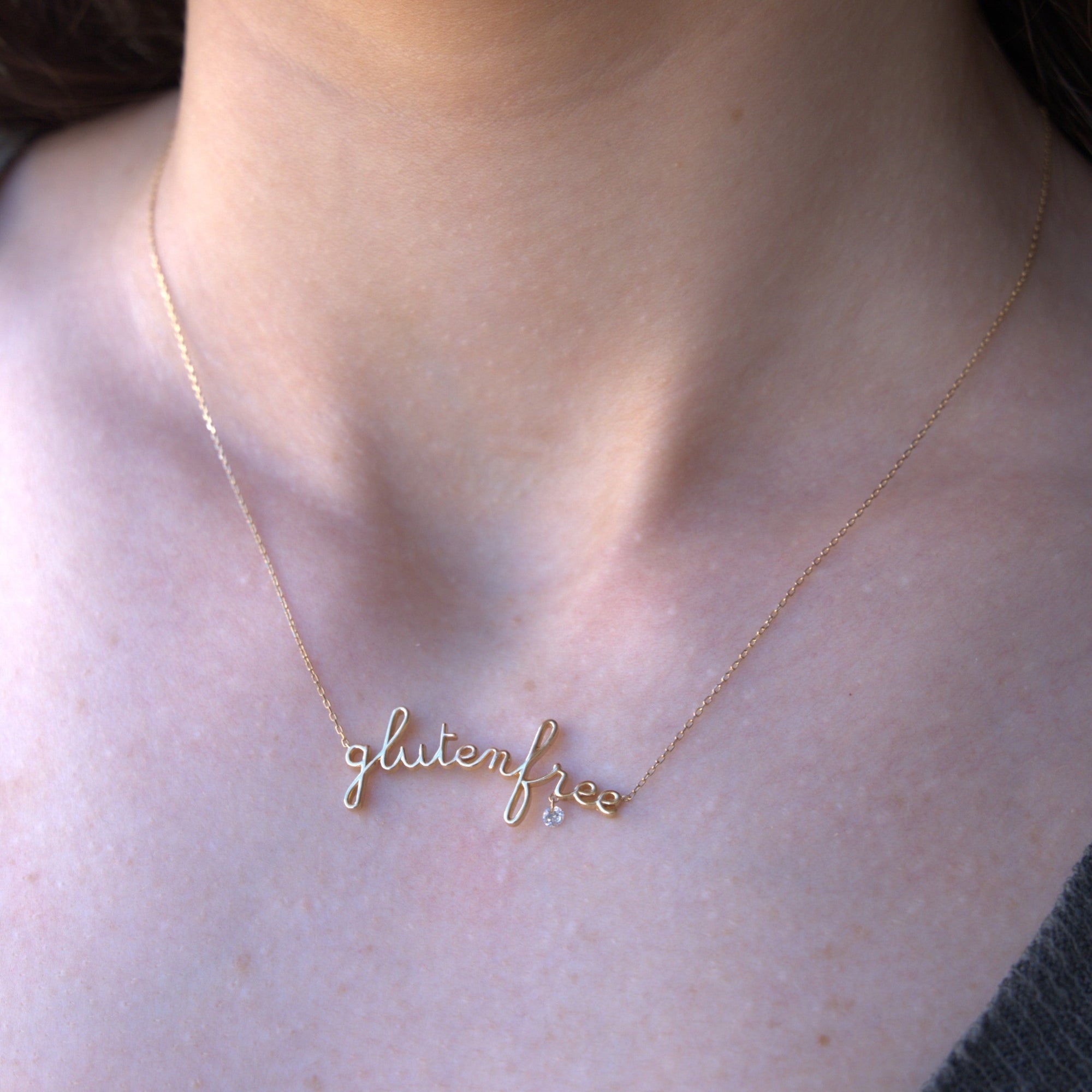 Collier Around The World Gluten Free serti d'un diamant - Or Jaune