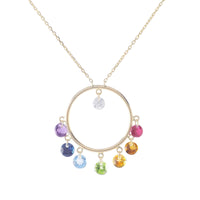 Collier Chakras cercle serti d'un diamant & de pierres précieuses - Or Jaune