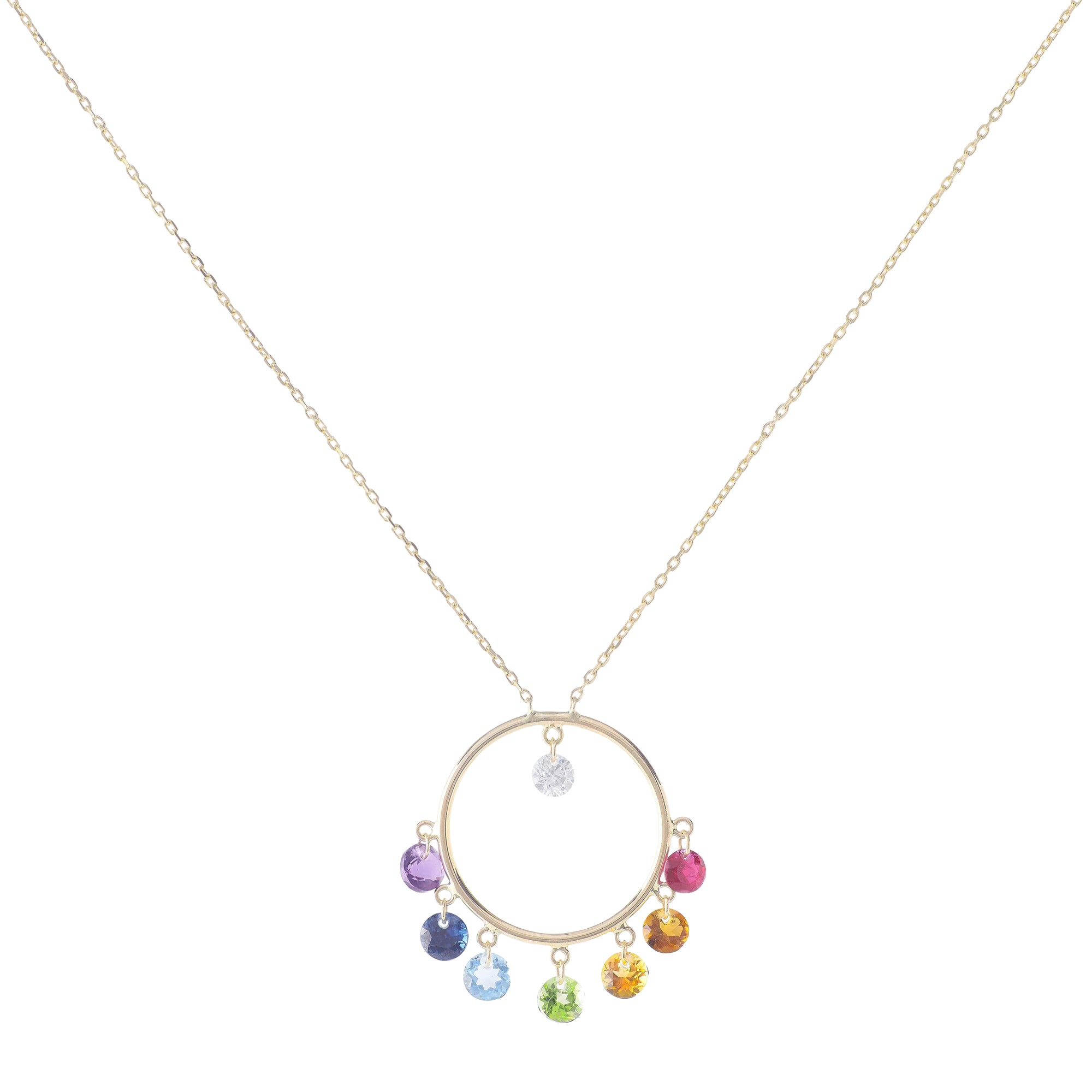 Collier Chakras serti de pierres précieuses - Or Jaune
