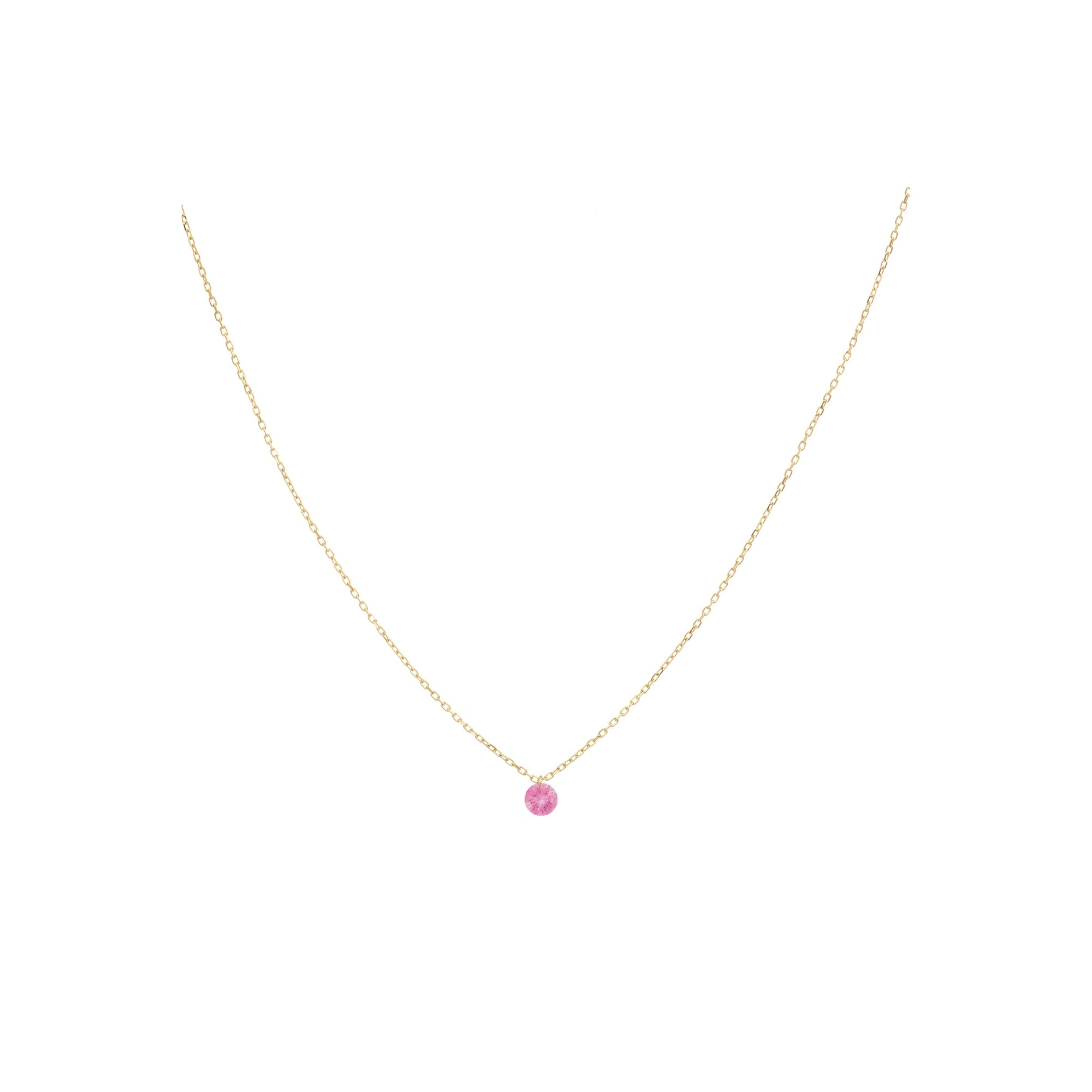 1qty NEW / Collier avec 1 saphir rose-Jaune