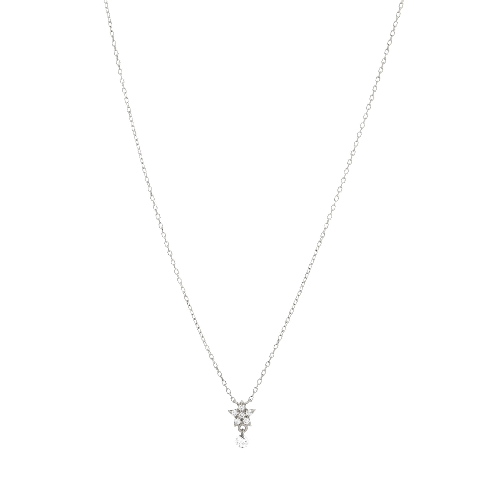 1qty NEW / Collier Étoile pavé diamant-Blanc