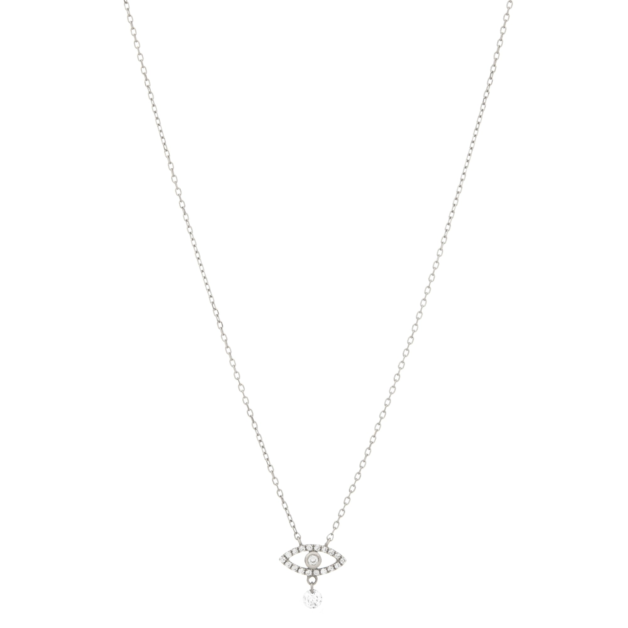 1qty NEW / Collier Œil pavé diamant-Blanc