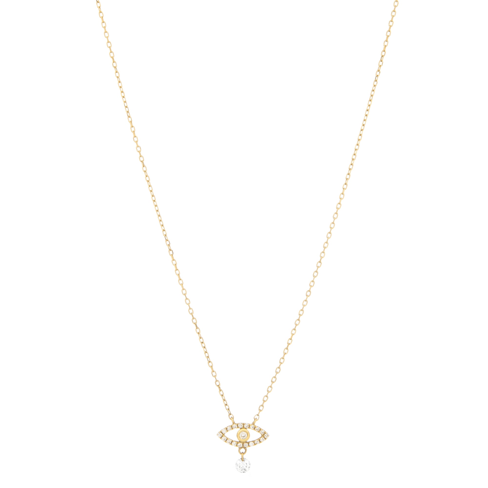 1qty NEW / Collier Œil pavé diamant-Jaune