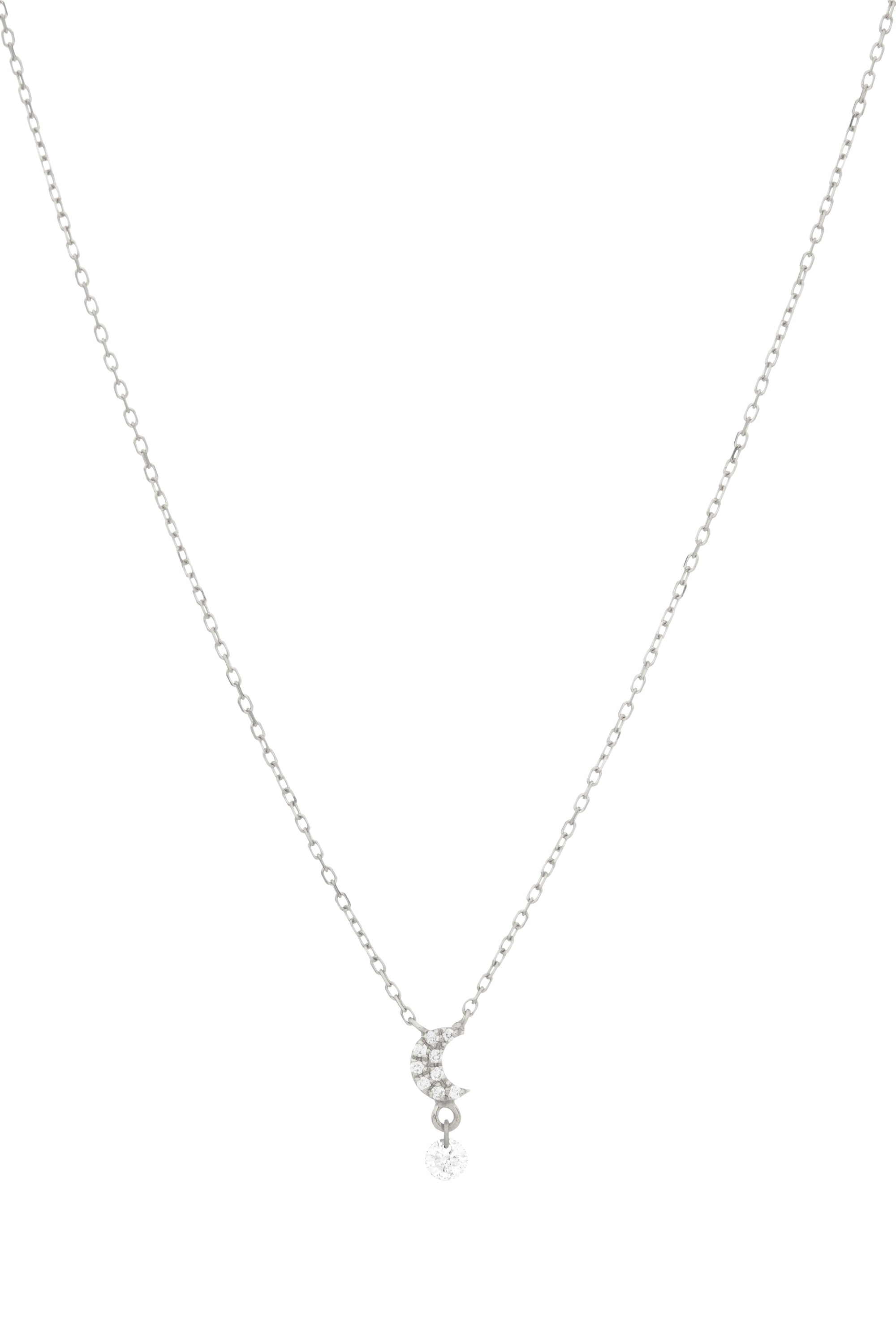 2qty NEW / Collier Moon pavé diamant-Blanc
