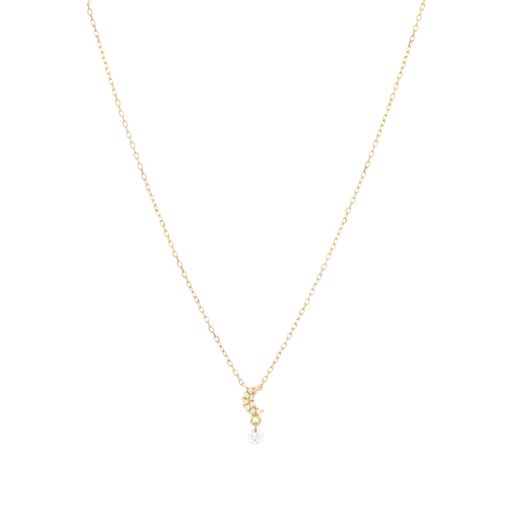 Collier Séléné Lune sertie de diamants - Or Jaune