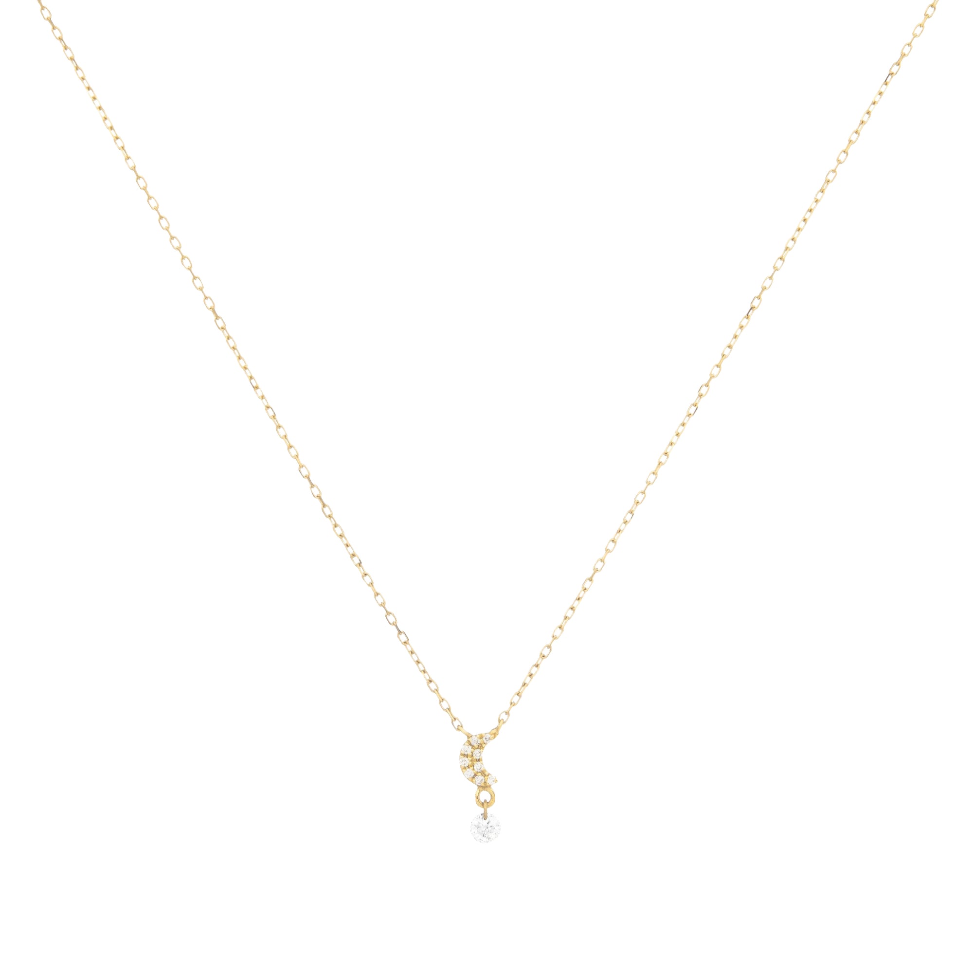Collier Séléné Lune sertie de diamants - Or Jaune
