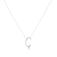 Alphabet Letter C necklace set with a diamond - White gold