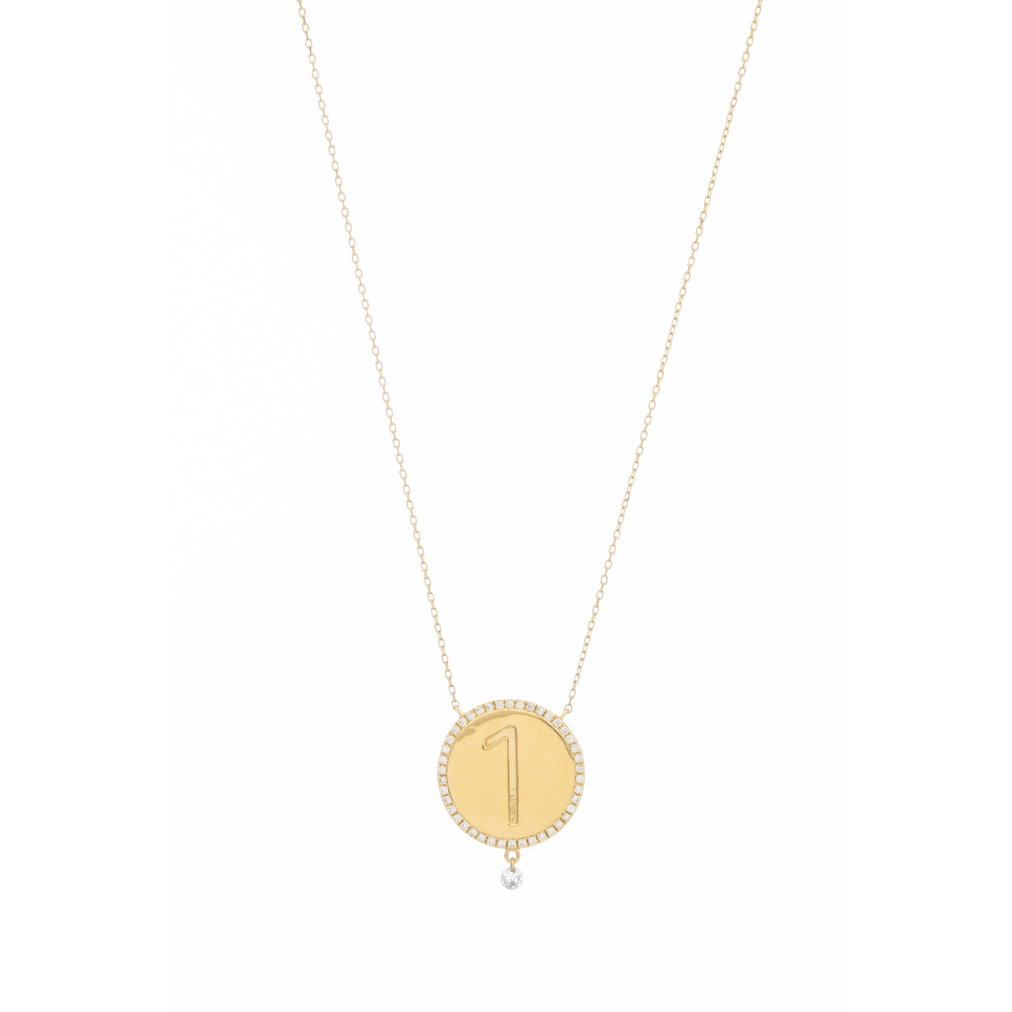 2qty NEW / Collier médaillon numéro 1-Jaune