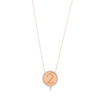 1qty NEW / Collier médaillon numéro 2-Rose