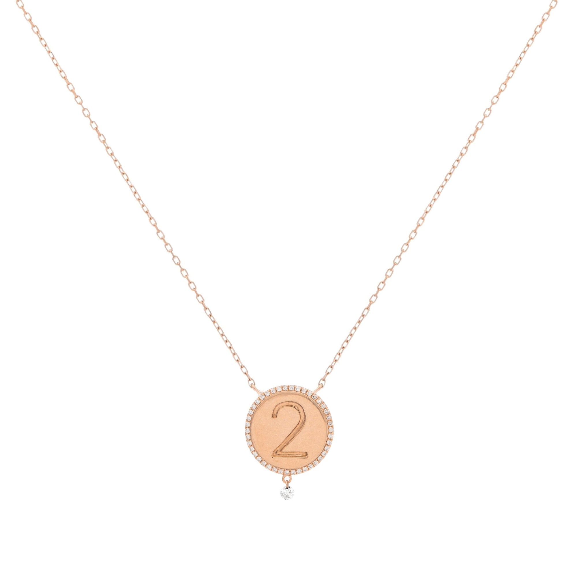 Collier One Médaillon N°2 serti d'un diamant - Or Rose