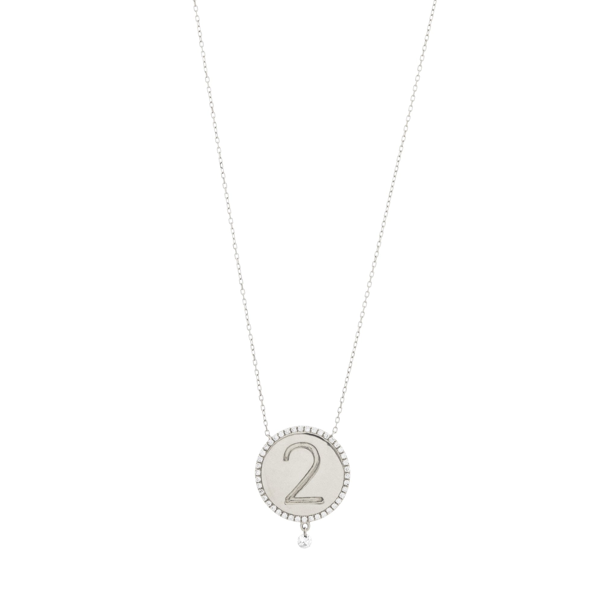 1qty NEW / Collier médaillon numéro 2-Blanc