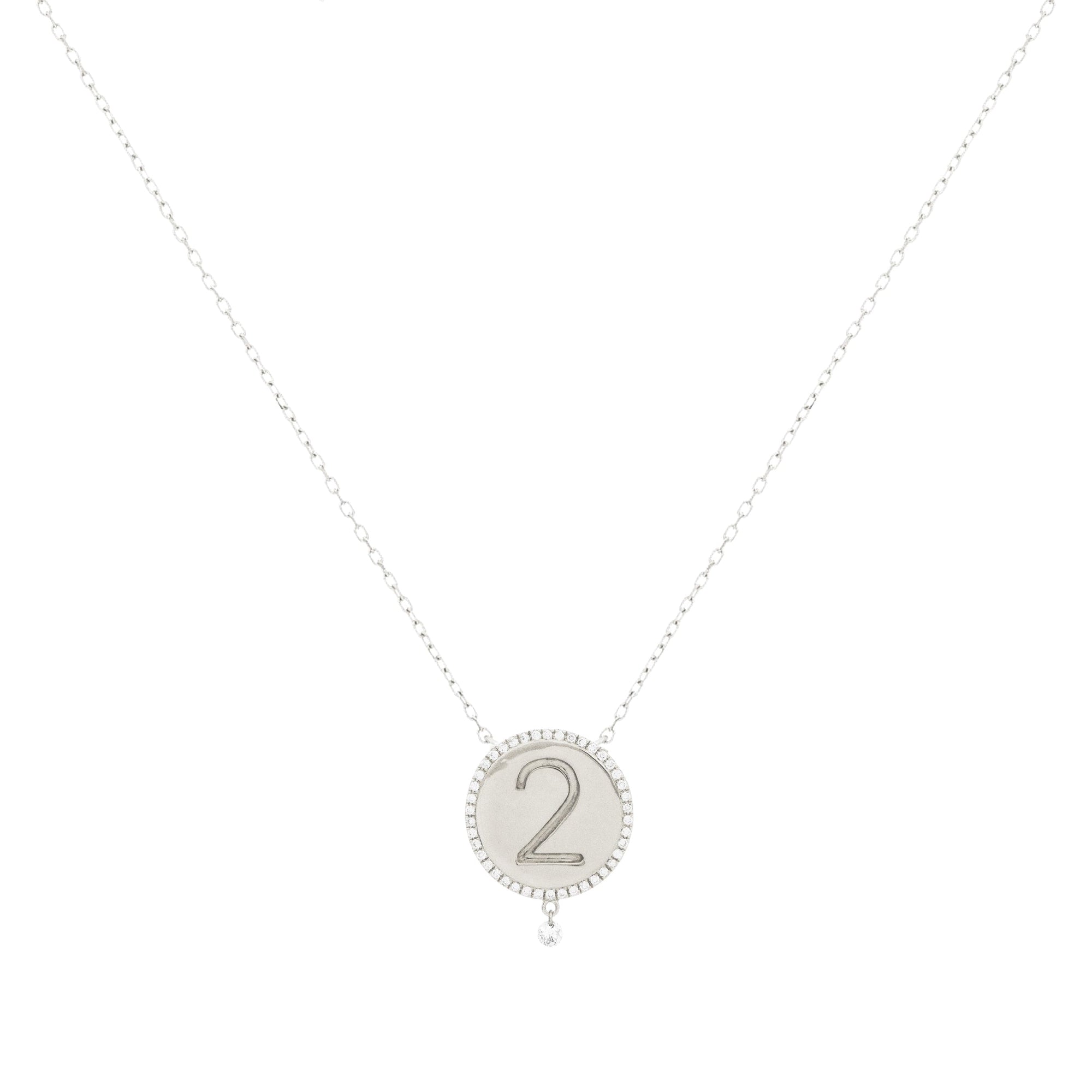 Collier One Médaillon N°2 serti d'un diamant - Or Blanc