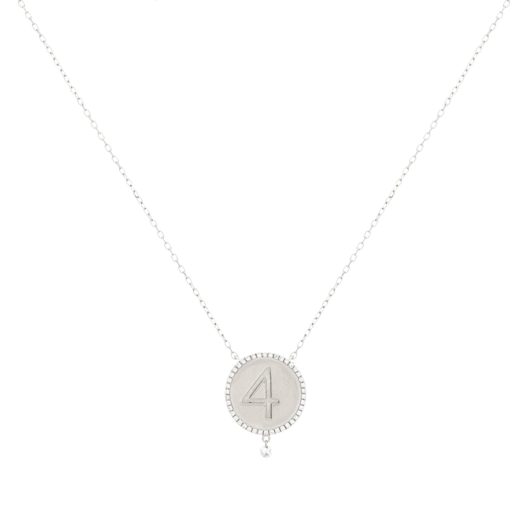 Collier One Médaillon N°4 serti d'un diamant - Or Blanc