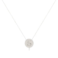 Collier One Médaillon N°5 serti d'un diamant - Or Blanc