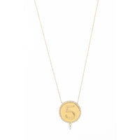 2qty NEW / Collier médaillon numéro 5-Jaune