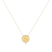 Collier One Médaillon N°5 serti d'un diamant - Or Jaune