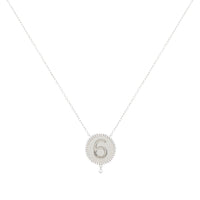 Collier One Médaillon N°6 serti d'un diamant - Or Blanc