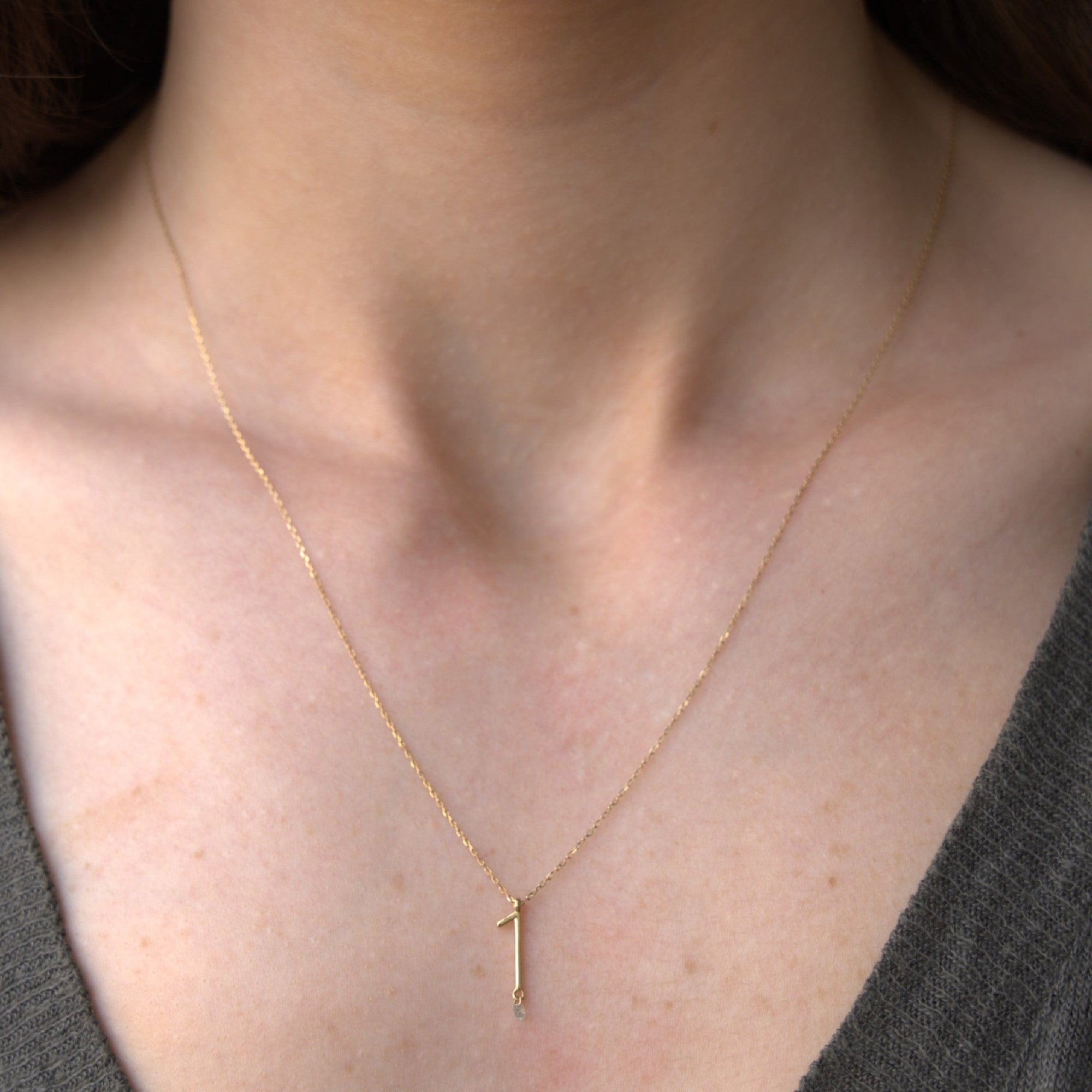 Collier Number N°1 serti d'un diamant - Or Jaune