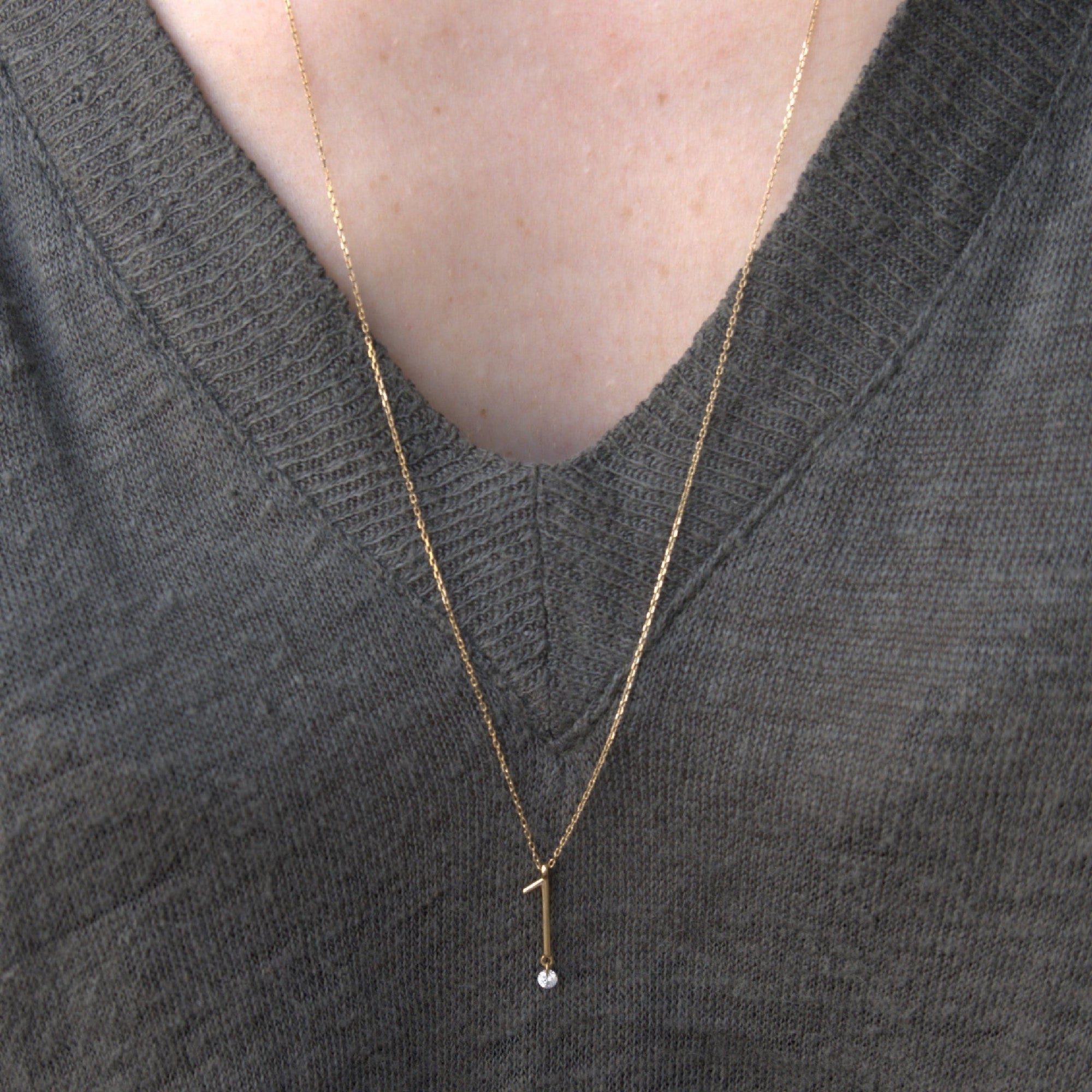 Collier Number N°1 serti d'un diamant - Or Jaune