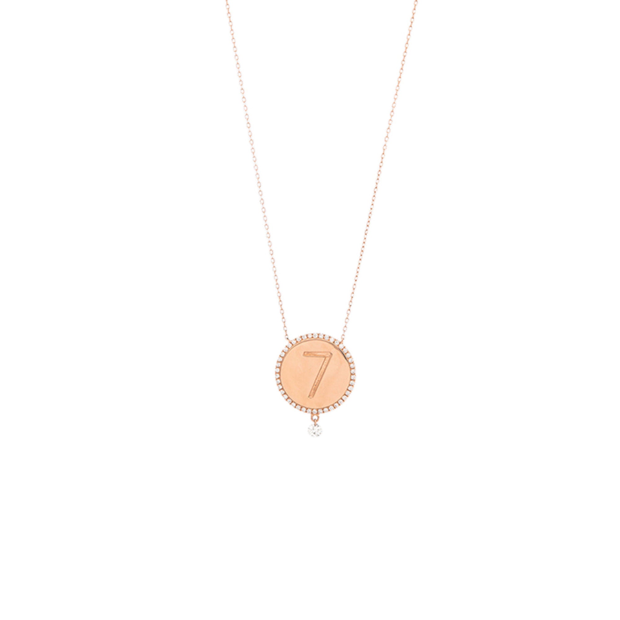 Collier One Médaillon N°7 serti de diamants - Or Rose