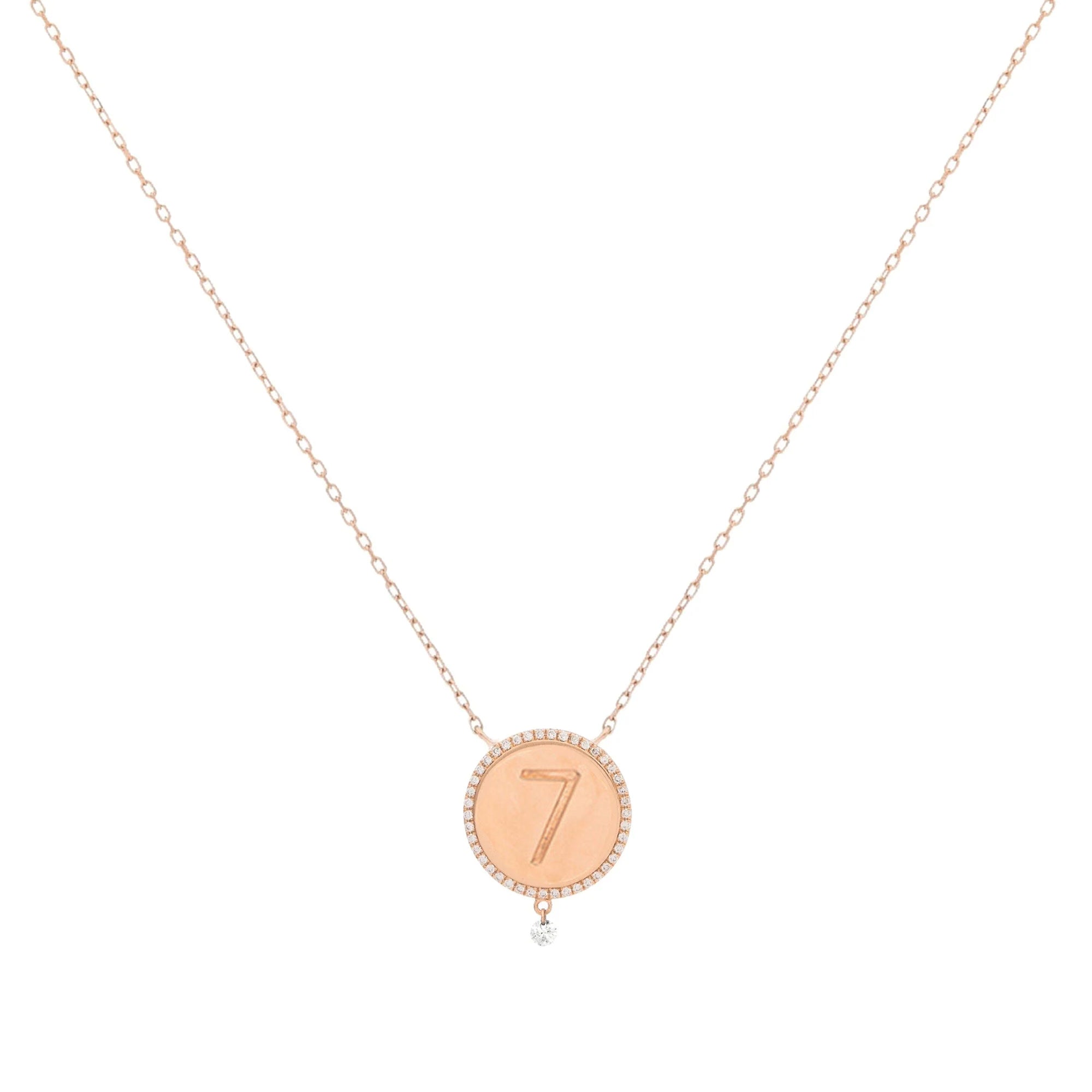 Collier One Médaillon N°7 serti de diamants - Or Rose