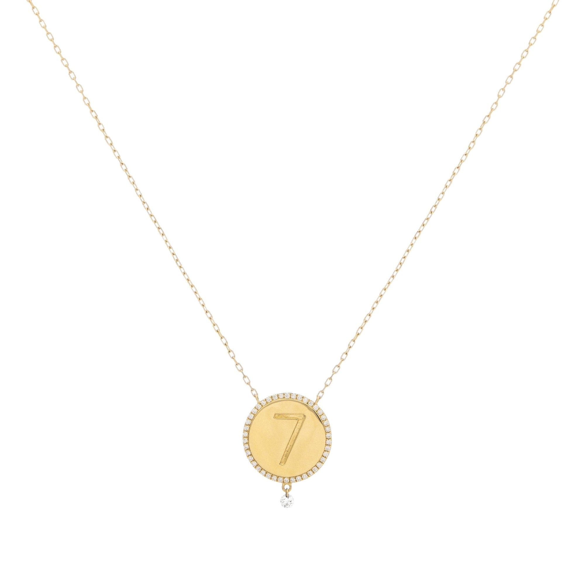 Collier One Médaillon N°7 serti d'un diamant - Or Jaune