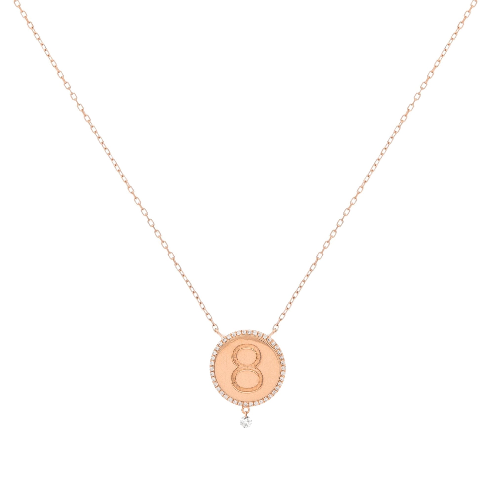 Collier One Médaillon N°8 serti d'un diamant - Or Rose