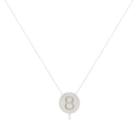 Collier One Médaillon N°8 serti d'un diamant - Or Blanc