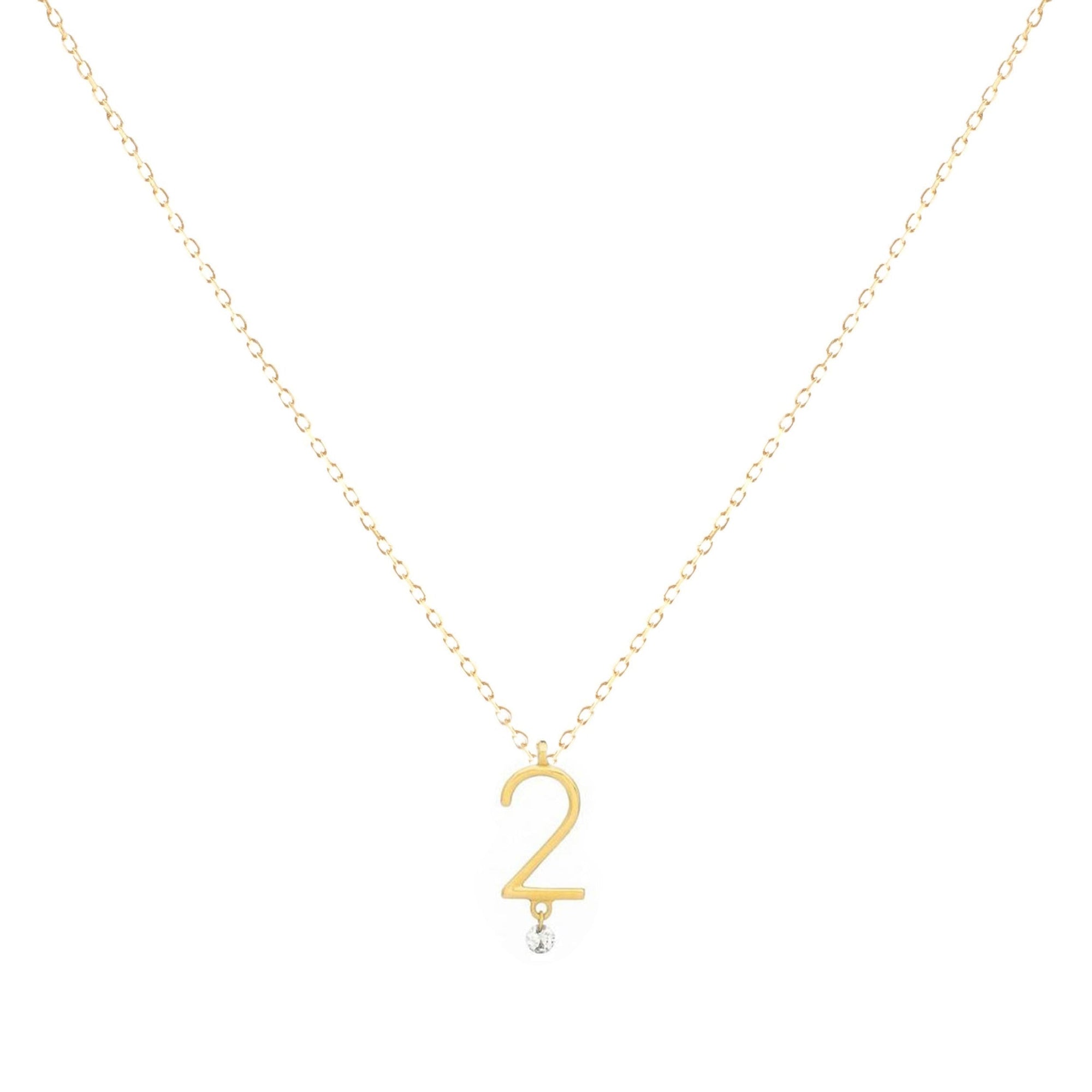 Collier Number N°2 serti d'un diamant - Or Jaune