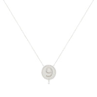 Collier One Médaillon N°9 serti d'un diamant - Or Blanc