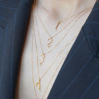 Collier Number N°4 serti d'un diamant - Or Jaune