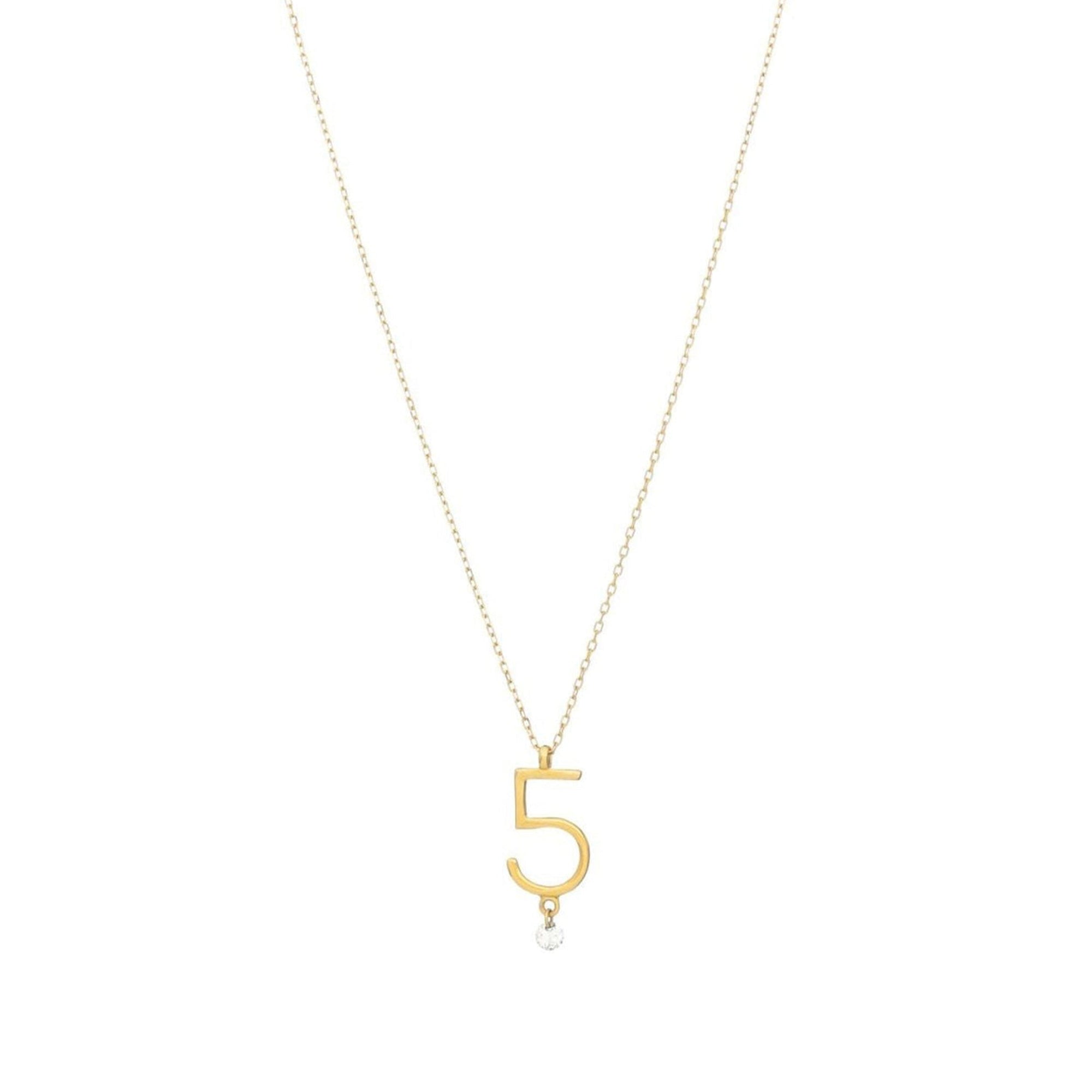 1qty RELIQUAT 580€/ QTY IN : 1-QTY OUT : 0- ST : 0% // Collier Chiffre numéro 5-Jaune