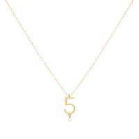 Collier Number N°5 serti d'un diamant - Or Jaune