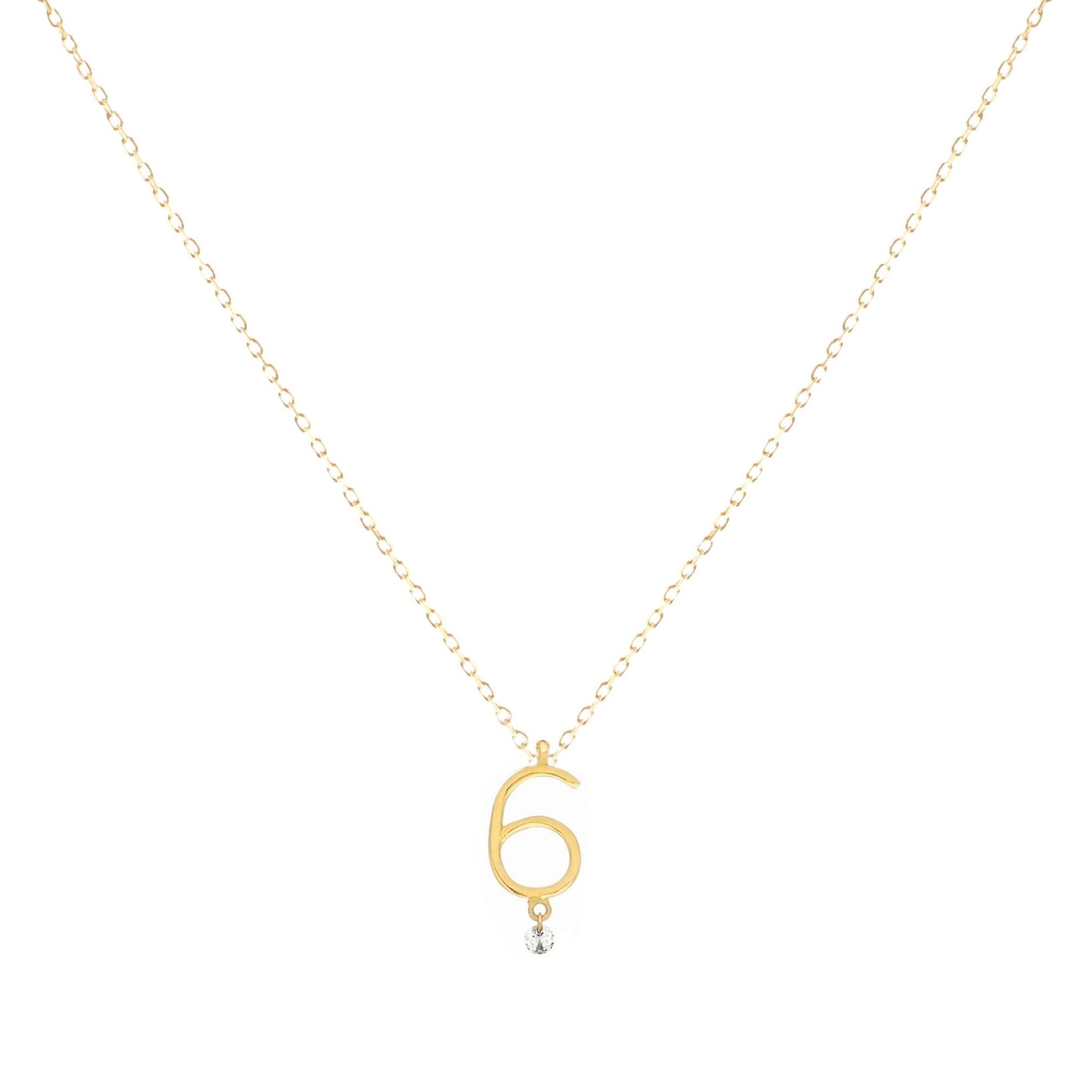 Collier Number N°6 serti d'un diamant - Or Jaune