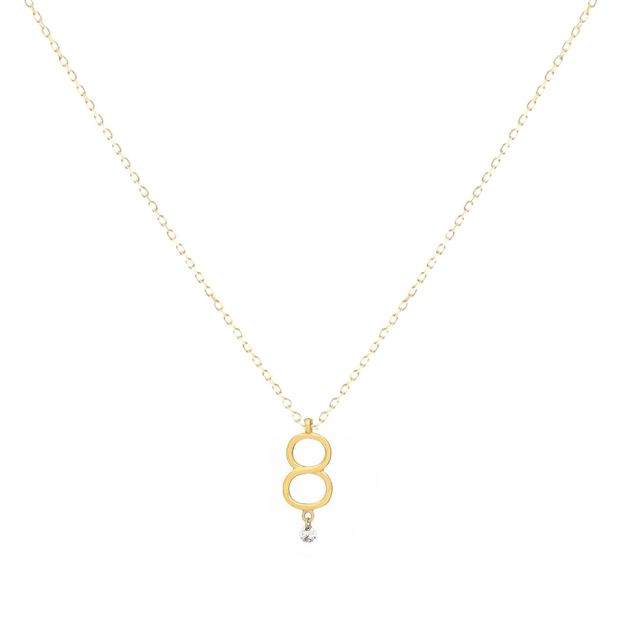 Collier One Médaillon N°8 serti d'un diamant - Or Jaune