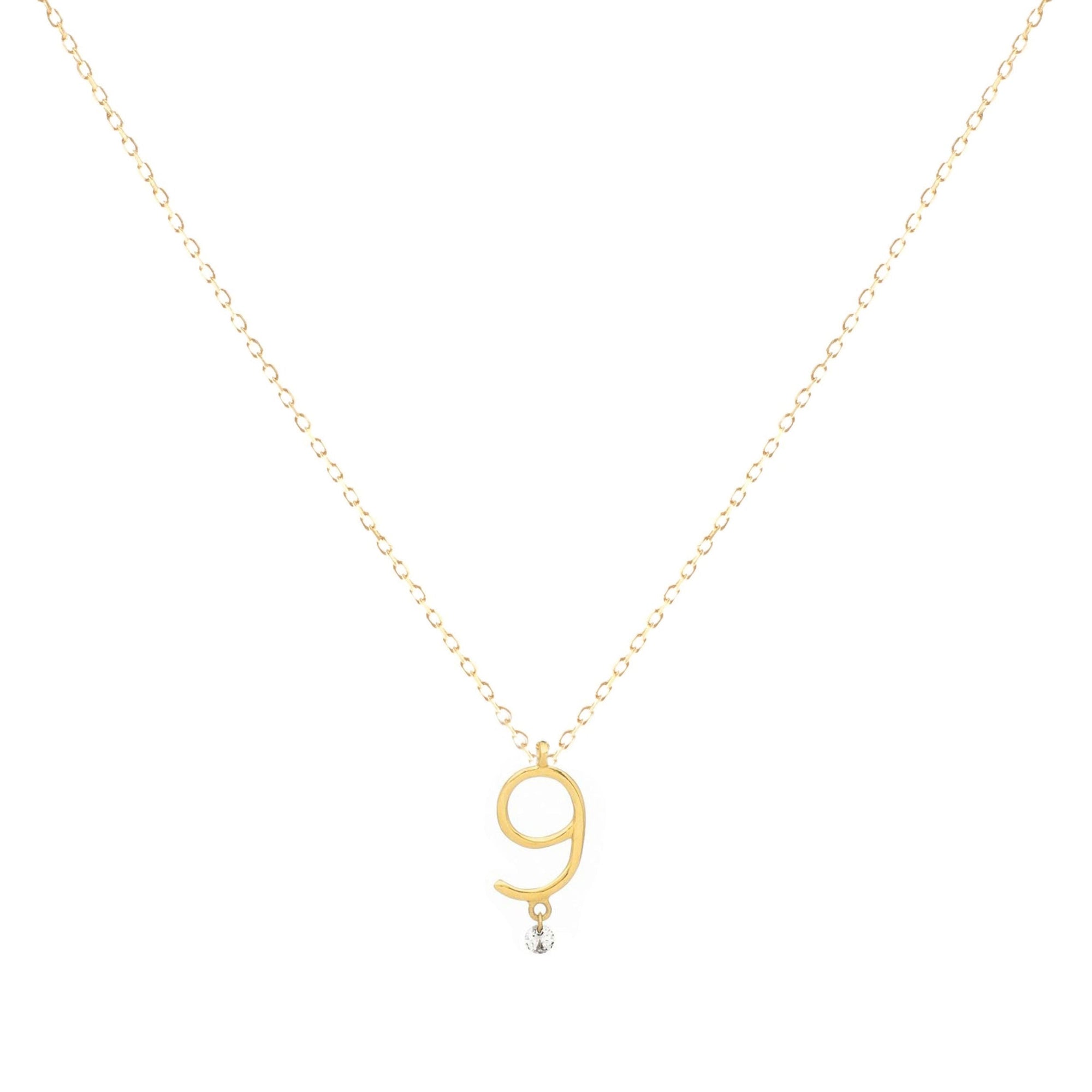 Collier Number N°9 serti d'un diamant - Or Jaune
