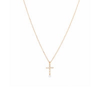 1qty NEW / Collier Croix, pavé, 1 diamant suspendu-Jaune
