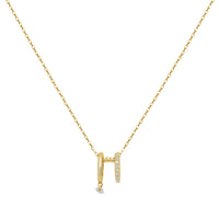 Collier Zeus double anneaux serti de diamants - Or Jaune