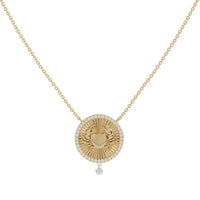 Collier Céleste Médaillon Cancer serti de diamants - Or Jaune