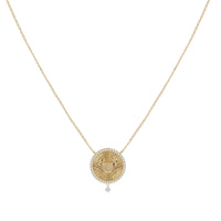 Collier Céleste Médaillon Cancer serti de diamants - Or Jaune