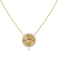 Collier Céleste Médaillon Capricorne serti de diamants - Or Jaune