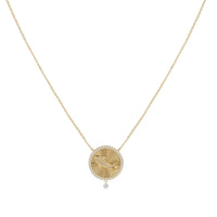 Celeste Pisces medallion necklace set with diamonds - Yellow Gold