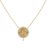 Collier Céleste Médaillon Sagittaire serti de diamants - Or Jaune