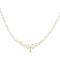 Collier de perles Aphrodite serti d'un diamant - Or Jaune
