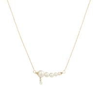 Collier Aphrodite orné de perles & serti d'un diamant - Or Jaune